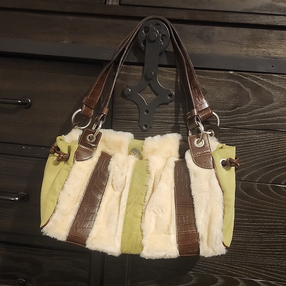 Chic Cream and Brown Shoulder Bag